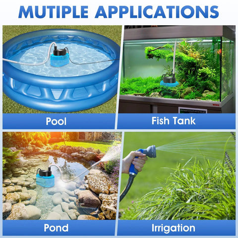 Automatic Pool Cover Pump With Water Sensor For Above Ground Pools, Fast Dry Your Cover After Rain, Sump Pump For Pool Drainage in use with pool, fish tank, pond, irrigation.