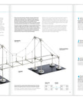 Instruction manual showing how to use Magnetic Modular Kit For Engineering And Architecture Education to build a suspension bridge.