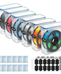 Six Pack 1.75mm Filament Storage Boxes With Desiccants Portable Waterproof Dustproof Case For 3D Printer Filament Transparent Blue