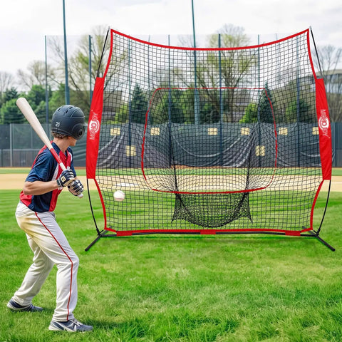 Portable 7x7 Baseball Net For Batting And Pitching, Oversized Hitting Net With Carry Bag, Durable Backyard Practice Net