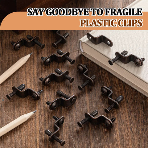 Top Shelf Adjustable Glass Retainer Clips For Cabinet Doors Bronze 30 Pack Value Bundle For Kitchen Upgrades And Display Cases That Are Heavy Duty And Built Different on wooden surface with pencils.