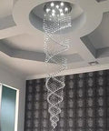 Modern K9 Crystal Raindrop Chandelier With Double Swirl Design Six GU10 Bulbs Required Not Included LED Compatible Crystal Light Fixture