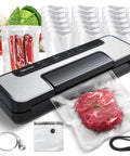 Heavy Duty Vacuum Sealer With 80Kpa Dual Pump, sealing steak and sausages, includes bags, cutter, home kitchen food saver