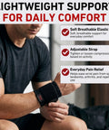 Person wearing Wrist Brace With Mild Compression For Pain Relief, Adjustable Strap For Left Or Right Arm, All Day Comfort