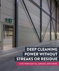 Kick Ass Heavy Duty Low Foam Auto Floor Cleaner Industrial Strength Concentrate deep cleaning solution in a spacious industrial floor area.
