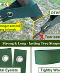 Heavy Duty Tree Stake Kit With 3 Straps, 3 Steel Spikes, And 39 Ft Rope for young trees, highlighting strong durable straps.