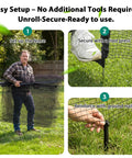 Temporary Fence With Posts For Pets And Kids Portable Yard Barrier 3 Foot By 50 Foot Black Plastic Mesh setup with stakes