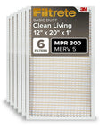 12x20x1 Air Filter For Furnace And AC, MERV 5, 6 Pack, Home HVAC, MPR 300 Basic Dust Defense displayed in packaging