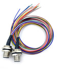 Two Pack M12 8 Pin A Code Male Connector Cable Rugged Weatherproof IP67 Back Mount Unshielded Straight Aviation Socket Sensor Receptacle