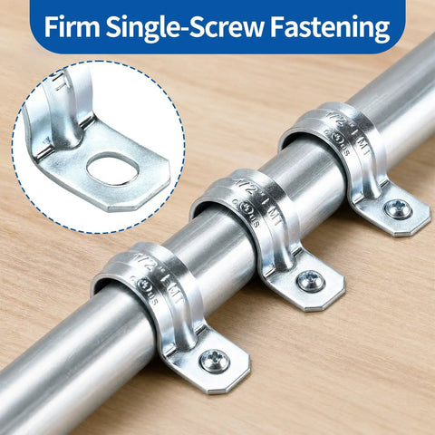 Heavy Duty One Hole 1/2 Emt Straps 100 Pack Zinc Plated Steel Conduit Clamps secured with single-screw fastening.