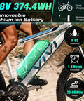 Kick Back And Roll Easy 26 Inch Electric Bike For Adults With 500W Brushless Motor And 48V Removable Battery showing 48V lithium-ion battery mounted.