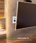 Recessed Duplex Outlet Kit For Wall Mount Tamper Resistant 15A 125V 1 Gang White Finish installed near mounted TV