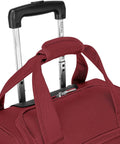 Underseat Carry On Bag With Expandable Design Softside Travel Case Your Go To Travel Companion 15 Inch Tablet Pocket Multi Pocket Organizer Premium Poly Ballistic Fabric 5 Stage Telescoping Handle For Easy Air Travel showing telescoping handle and fabric detail.