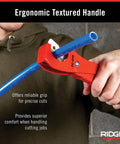 PC 1250 Single Stroke Plastic Pipe Cutter For PVC CPVC PEX PP PE Tubing from 1/8 to 1-5/8 inch cutting blue pipe