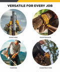Heavy Duty Cowhide Leather Work Gloves For Men With Adjustable Wrist Gunn Cut Design Abrasion And Puncture Resistant Saddletan XL Ready To Tackle Ranching Farming And Construction shown in farming, ranching, construction, and maintenance tasks.