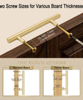 Heavy Duty 5 Pack Solid Brass Cabinet Pulls With Brushed Gold Finish and Smooth As Butter Drawer Handles That Are Built To Last and Give Your Kitchen Cabinets A Total Home Upgrade Vibe with two screw size options.