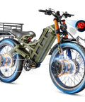 Rolling With A Badass Dual Motor Electric Bike For Adults Boasting A Sweet 200 Plus Mile Range Full Suspension Fat Tire Ebike with illuminated wheels.