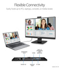 24 Inch Business Monitor With Full HD 1080P IPS Frameless Design Built In 2MP HD Webcam Mic Array And Stereo Speakers For WFH And Video Conferencing Eye Care DisplayPort And HDMI Black with laptop connected