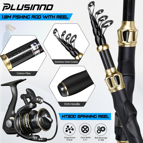 All In One Fishing Kit With Rod And Reel, Net, Tackle Box, Lures And Pliers, Complete Gear For Men, product detail image