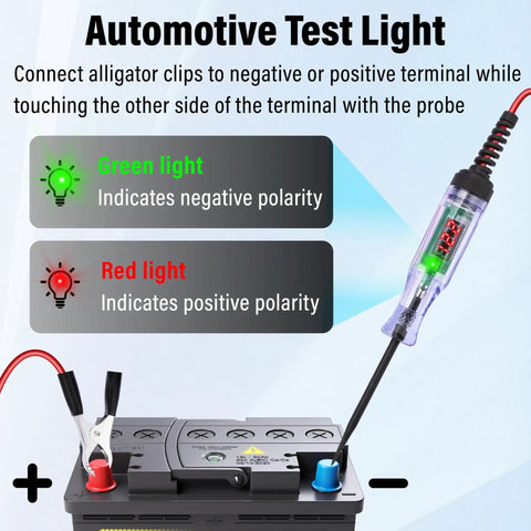 5-90V DC Automotive Test Light With LED Voltmeter Real Time Digital Voltage Display For Quick Auto Electrical Checks Killer Readouts Day Or Night Diagnostics on car battery