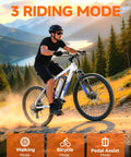 Rider on High Power 1000W Electric Mountain Bike For Adults With 26 Inch Frame in mountain terrain