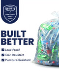 Ultra Tough 55 To 60 Gallon Trash Bags 1.5 Mil Clear Liners 38 By 58 Inches Puncture Resistant Multipurpose Bags filled with bottles