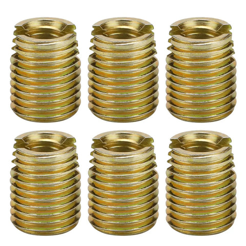 20 Pcs Self Tapping Thread Inserts Made With Tough Carbon Steel And Yellow Zinc Plating for screw repair jobs close-up view.