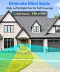 Front view of a house with colored overlays showing wide viewing angles for an Anti Theft Doorbell Mount For Video Doorbell Camera.