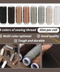 Assorted color threads in Upholstery Repair Sewing Kit With Heavy Duty Tools for DIY repairs and leather craft projects.