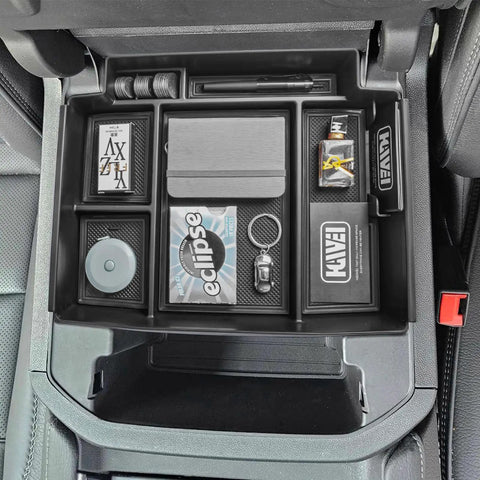 Boss Level Power Sliding Center Console Organizer For 2021 To 2026 GMC Yukon Tahoe Suburban Armrest Storage Tray Black