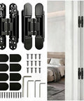 Heavy Duty 6 Inch Zinc Alloy Hidden Door Hinges Black 2 Pack Built Tough One Piece Die Cast Construction Rust Resistant