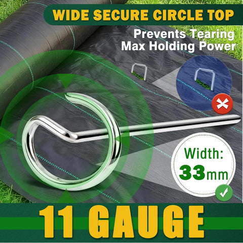 Set Of 150 Heavy Duty Circle Top Landscape Fabric Stakes And Pins 6 Inch Galvanized Weed Barrier Stakes With Removal Tool