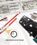 284 Piece Non Insulated Butt Connectors Kit Pro Grade 26 6 Gauge Tinned Red Copper Wire Crimp Tools Displayed