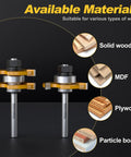Two Pack Tongue And Groove Router Bit Set With One Quarter Inch Shank And Three Teeth For Clean Precise Tongue Groove Joints image