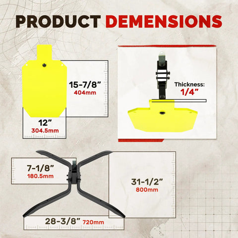 NP550 Steel Silhouette Target Twelve By Twenty Inches With Target Hanger And Two By Four Stand Base dimensions diagram