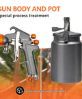 Heavy Duty Siphon Feed Air Spray Paint Gun With 1.8Mm Needle And 1000Cc Aluminum Pot showing gun body and aluminum pot.