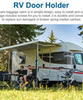 Heavy Duty Stainless Steel RV Baggage Door Catch And Compartment Latch 4 Pack installed on motorhome under awning.