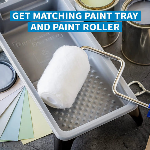 No Fuzz 4 Inch Paint Roller Covers 6 Pack Replacement Roller Refills for Exterior Walls Smooth Half Inch Nap and Paint Tray