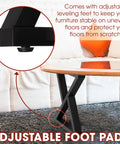 Beefy 16 Inch Heavy-Duty Metal Table Legs Set Of 2 Black With Double Triangle Z Shape Design, featuring adjustable foot pads.