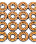 Premium Inline Skate Bearings 608 ABEC 9 In Tropical Orange Pack Of 16 arranged in grid for smooth rides and durable upgrades.