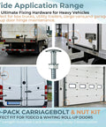 Beefy 50 Pack One And A Quarter Inch Carriage Bolt And Nut Kit For Box Trucks And Roll Up Doors Replacement Hardware Set With Lock Nuts steel bolt set for truck and van doors