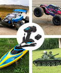 2.4G RC Radio System With 4CH Transmitter Receiver And Lanyard Anti Jamming Remote Controller For RC Cars Crawler Boats Blue