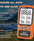 No Nonsense Solar Panel Tester Meter Gauges Voc And Isc Up To 2000W With Backlight and Data Hold, showing display and controls.