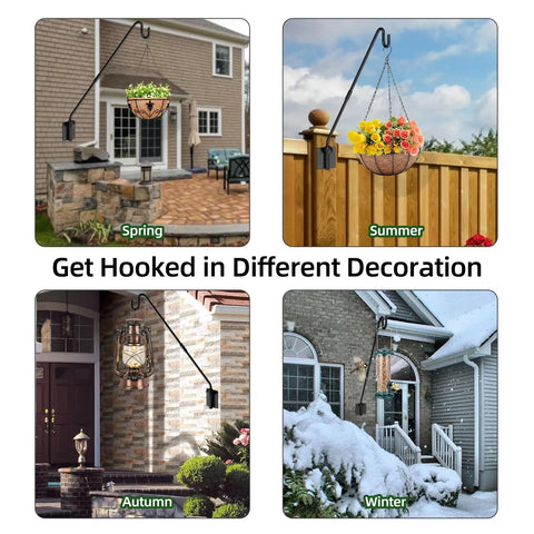 Heavy Duty Wall Mounted Deck Hook For Outdoor Plant Hangers Bird Feeders And Lanterns With 360 Degree Rotating Pole And Extended Arm Rust Resistant Sturdy Metal Bracket For Flower Baskets And More