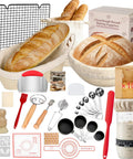 Ultimate Sourdough Starter Kit For Home Bakers With 9 Inch Round And 10 Inch Oval Banneton Proofing Baskets, cooling rack, tools.