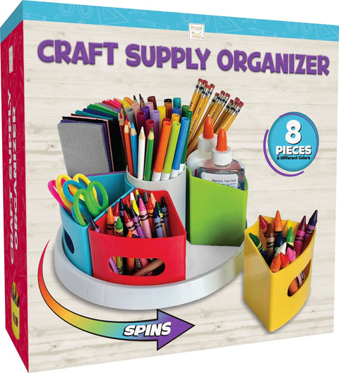 Rotating Art Supply Organizer With Six Colorful Cups That Holds Crayons Markers And Pencils Kid Friendly Desk Caddy For Classroom Or Home Use Easy Grab And Go Access