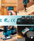 Four Port 18V Fast Charger For Makita Lithium Ion Batteries With Dual USB, Replaces DC18RC, DC18RD, DC18RA on work site