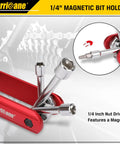 6 In 1 Folding Hex Nut Driver Set With SAE Sizes 3/16, 1/4, 5/16, 11/32, 3/8, 7/16 Inch Cr-V Steel Shank And Premium Aluminum Handle