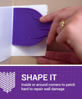 Applying 6 Inch By 6 Inch Flexible Self Adhesive Wall Patch Three Pack For Patching Holes Cracks And Corners On an Indoor Wall