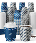 Two Color Leaf Design 10 Oz Disposable Coffee Cups With Lids Sleeves And Stirrers 100 Pack Value Set For Home Office Cafe